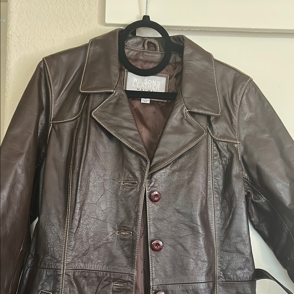 Wilsons Leather Brown Trench Coat Timeless Design